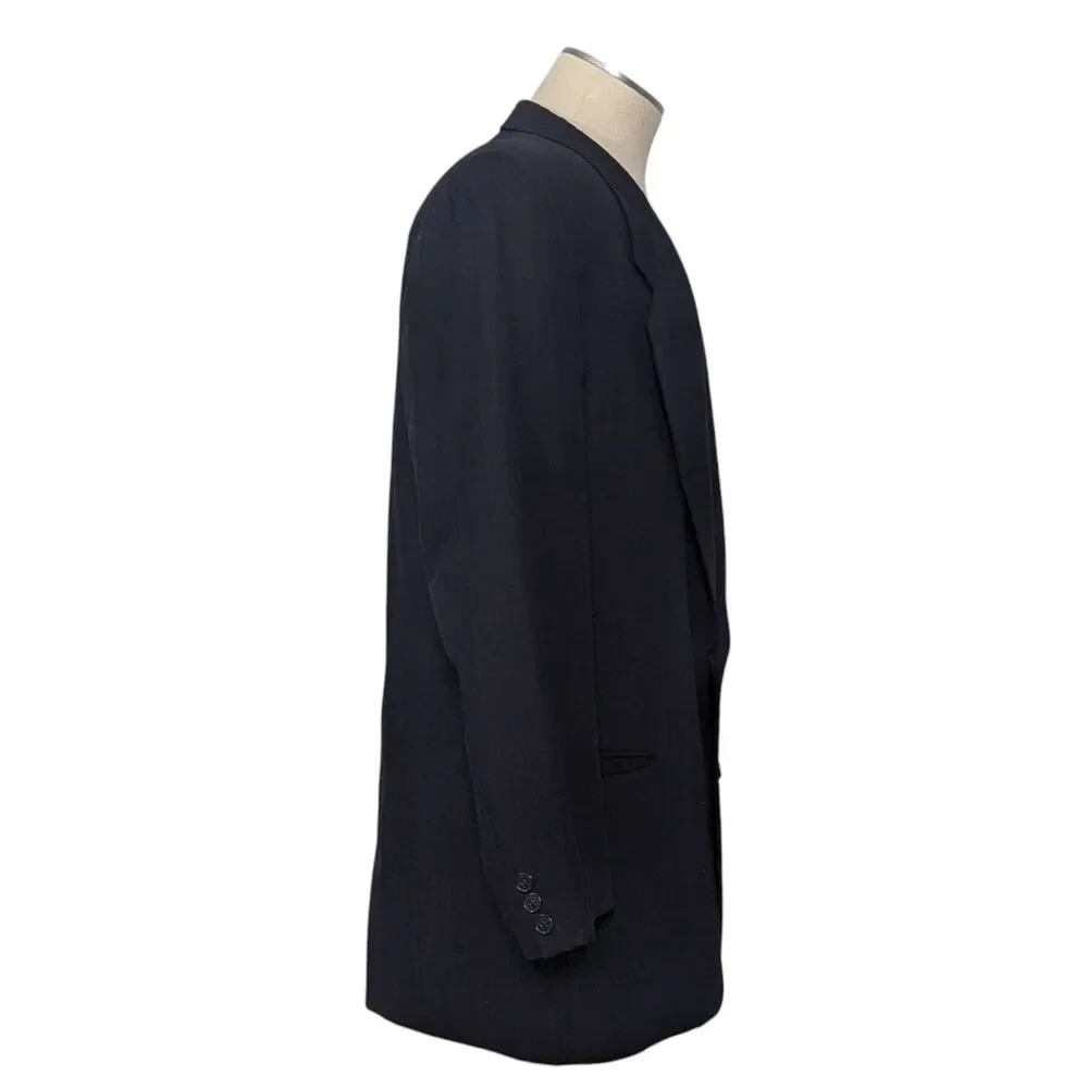Vintage Mani Armani 44L Blazer Sport Coat Barney's Black Gray Pinstripe Designer